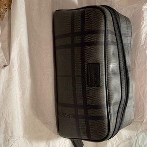 Coach Gray With Stripes Mens Toiletry Bag